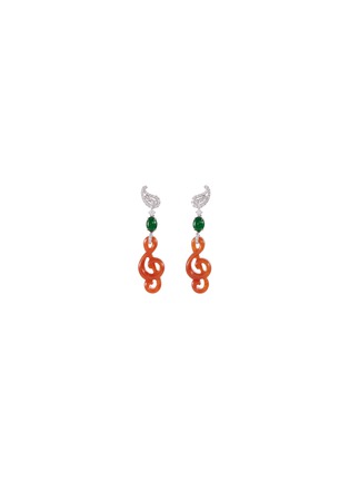 Main View - Click To Enlarge - LC COLLECTION JADE - Diamond jade 18k white gold treble clef drop earrings