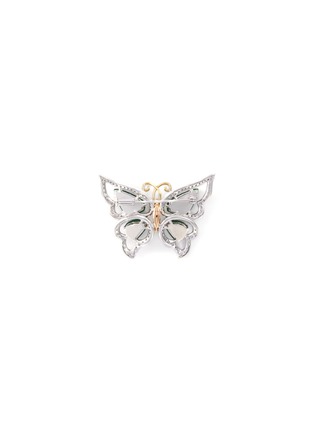 Figure View - Click To Enlarge - LC COLLECTION JADE - Diamond sapphire jade 18k gold butterfly brooch