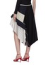 Back View - Click To Enlarge - MONSE - Pinstripe panel tiered asymmetric patchwork wool skirt