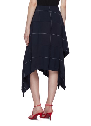 Back View - Click To Enlarge - MONSE - Asymmetric split drape hem grid crepe handkerchief skirt