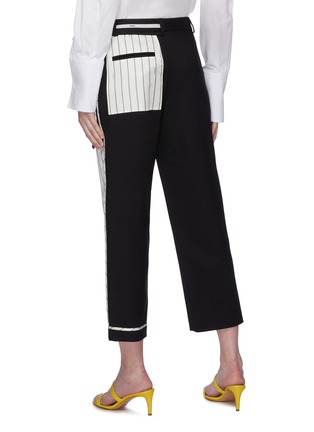 Back View - Click To Enlarge - MONSE - Pinstripe panel staggered inside-out wool suiting pants