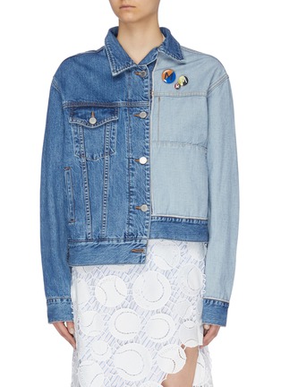 Main View - Click To Enlarge - MONSE - Staggered inside-out patchwork denim jacket