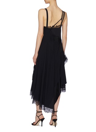 Back View - Click To Enlarge - MONSE - Chantilly lace trim split hem asymmetric slip dress