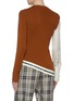 Back View - Click To Enlarge - MONSE - Button shoulder stripe shirt sleeve patchwork wool sweater