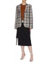 Figure View - Click To Enlarge - MONSE - Sash drape stripe outseam tartan plaid blazer