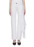 Main View - Click To Enlarge - MONSE - 'Louise' asymmetric broderie anglaise panel staggered jeans