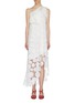 Main View - Click To Enlarge - MONSE - Foldover collar tennis ball guipure lace one-shoulder dress