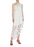 Figure View - Click To Enlarge - MONSE - Foldover collar tennis ball guipure lace one-shoulder dress