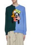 Main View - Click To Enlarge - MONSE - x Disney 'Pluto & Goofy' colourblock asymmetric staggered wool sweater