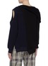 Back View - Click To Enlarge - MONSE - Colourblock logo print asymmetric staggered cold shoulder hoodie