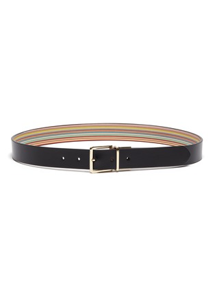 Main View - Click To Enlarge - PAUL SMITH - Reversible interchangeable buckle stripe leather belt