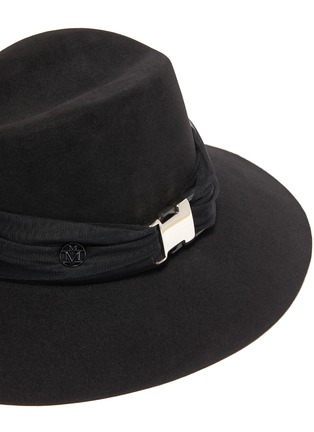 Detail View - Click To Enlarge - MAISON MICHEL - 'Kate' quick-release buckle tulle band rabbit furfelt fedora hat