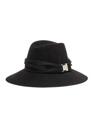 Main View - Click To Enlarge - MAISON MICHEL - 'Kate' quick-release buckle tulle band rabbit furfelt fedora hat