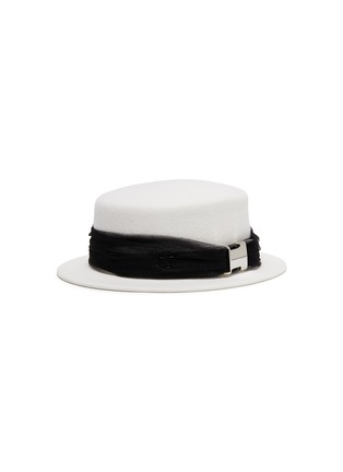 Main View - Click To Enlarge - MAISON MICHEL - 'Auguste' quick-release buckle tulle band rabbit furfelt cantonier hat