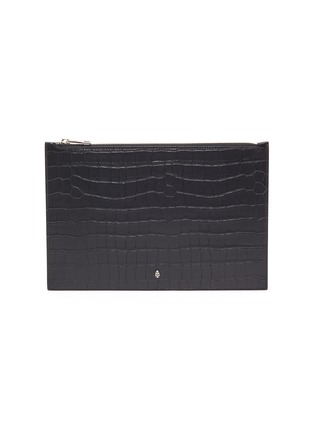 Main View - Click To Enlarge - ALEXANDER MCQUEEN - Skull croc embossed leather zip pouch