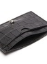 Detail View - Click To Enlarge - ALEXANDER MCQUEEN - Skull charm croc embossed leather card holder