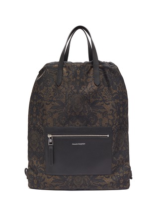 Main View - Click To Enlarge - ALEXANDER MCQUEEN - Skull lace print drawstring backpack