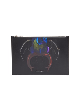 Main View - Click To Enlarge - ALEXANDER MCQUEEN - Beetle print leather zip pouch
