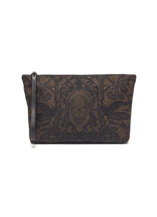 Main View - Click To Enlarge - ALEXANDER MCQUEEN - Skull lace print pouch