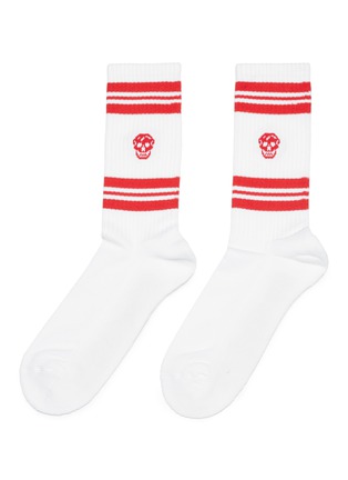 Main View - Click To Enlarge - ALEXANDER MCQUEEN - Skull print stripe sport socks