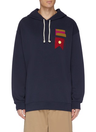 Main View - Click To Enlarge - ACNE STUDIOS - Face patch flag appliqué oversized hoodie
