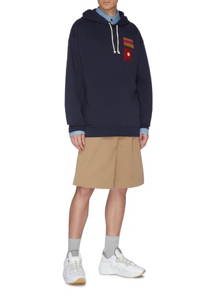 Figure View - Click To Enlarge - ACNE STUDIOS - Face patch flag appliqué oversized hoodie