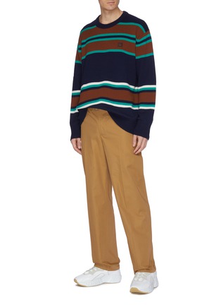 Figure View - Click To Enlarge - ACNE STUDIOS - Face patch variegated stripe wool sweater