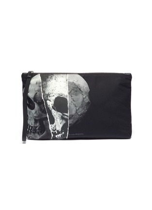Main View - Click To Enlarge - ALEXANDER MCQUEEN - Torn skull print zip pouch