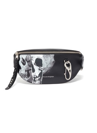 Main View - Click To Enlarge - ALEXANDER MCQUEEN - Torn skull print leather bum bag