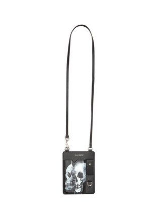 Main View - Click To Enlarge - ALEXANDER MCQUEEN - Torn skull print leather crossbody pouch
