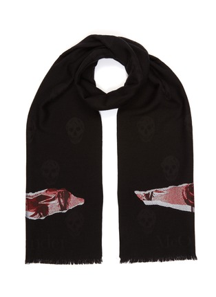 Main View - Click To Enlarge - ALEXANDER MCQUEEN - Torn Rose Skull wool blend scarf