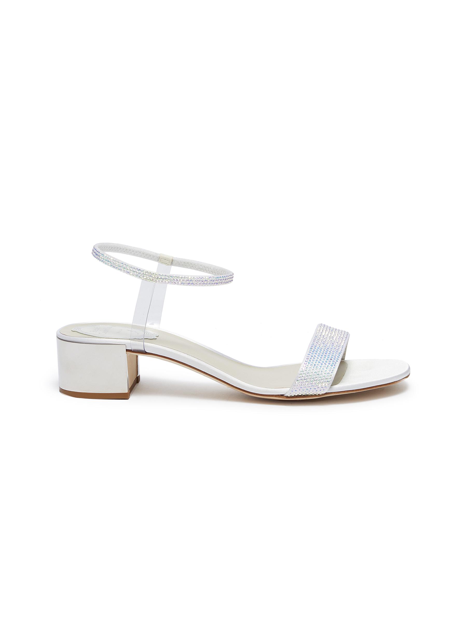 Elastica 40 ankle strap PVC strass satin sandals by René Caovilla