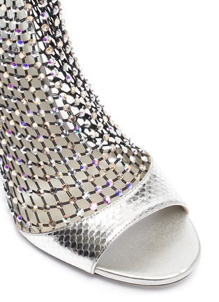 Detail View - Click To Enlarge - RENÉ CAOVILLA - Galaxia' strass cage metallic snakeskin leather sandals