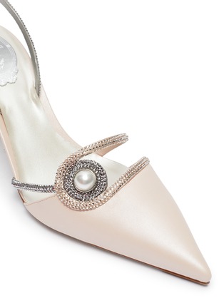 Detail View - Click To Enlarge - RENÉ CAOVILLA - 'Spilla' faux pearl strass satin slingback pumps