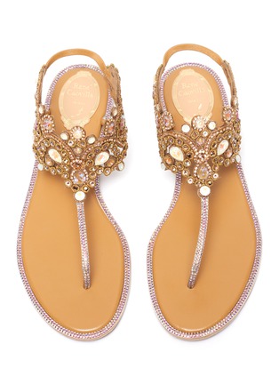 Detail View - Click To Enlarge - RENÉ CAOVILLA - 'Veneziana' embellished satin thong sandals
