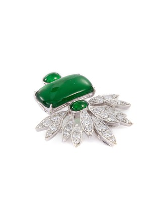 Detail View - Click To Enlarge - LC COLLECTION JADE - Diamond jade 18k white gold pendant