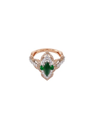 Main View - Click To Enlarge - LC COLLECTION JADE - Diamond jade 18k gold marquise ring