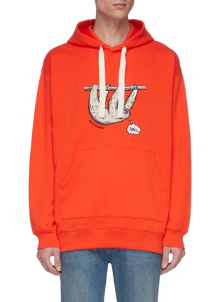 Main View - Click To Enlarge - ACNE STUDIOS - Sloth graphic embroidered oversized hoodie
