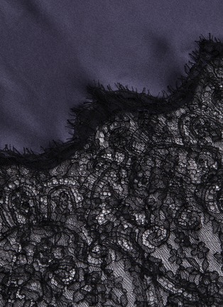 Detail View - Click To Enlarge - EQUIL - Lace hem cross back silk satin slip dress