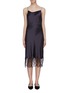 Main View - Click To Enlarge - EQUIL - Lace hem cross back silk satin slip dress