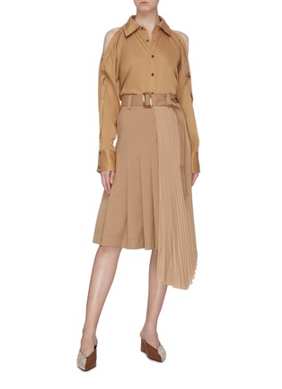 Figure View - Click To Enlarge - EQUIL - Belted asymmetric pleated skirt