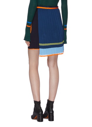 Back View - Click To Enlarge - ZI II CI IEN - Tie pleated apron panel colourblock knit skirt