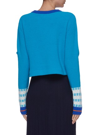 Back View - Click To Enlarge - ZI II CI IEN - Check cuff ruched wool knit cropped sweater