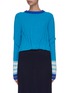 Main View - Click To Enlarge - ZI II CI IEN - Check cuff ruched wool knit cropped sweater