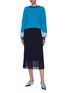 Figure View - Click To Enlarge - ZI II CI IEN - Check cuff ruched wool knit cropped sweater