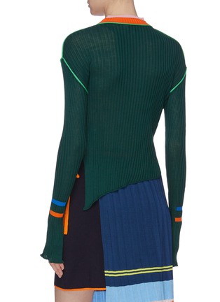 Back View - Click To Enlarge - ZI II CI IEN - Colourblock panel Merino wool rib knit top