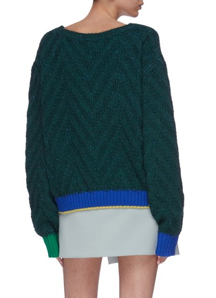 Back View - Click To Enlarge - ZI II CI IEN - Contrast chenille patch pocket chevron knit sweater