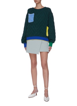Figure View - Click To Enlarge - ZI II CI IEN - Contrast chenille patch pocket chevron knit sweater