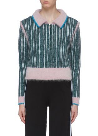 Main View - Click To Enlarge - ZI II CI IEN - Stripe colourblock Merino wool polo sweater