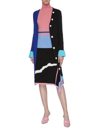 Figure View - Click To Enlarge - ZI II CI IEN - Abstract jacquard drape knit pencil skirt